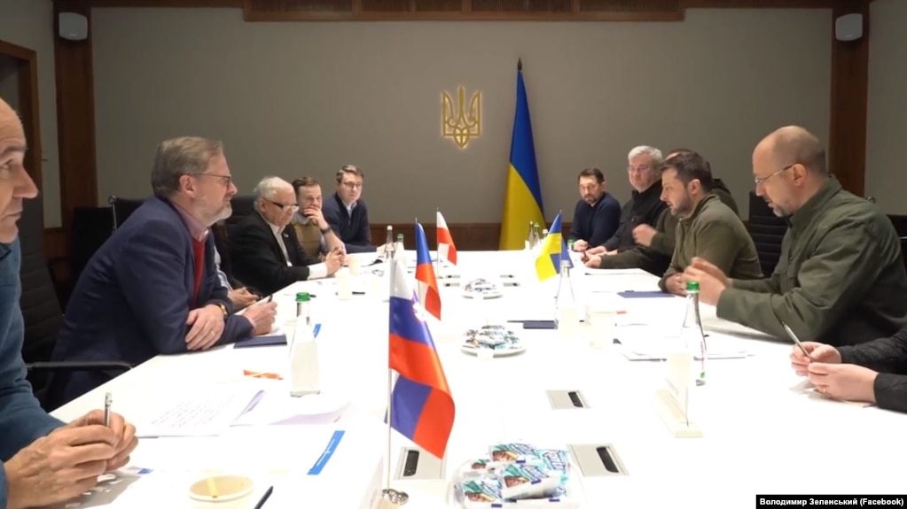 ზელენსკი კიევში შეხვდა პოლონეთის, ჩეხეთისა და სლოვენიის პრემიერ-მინისტრებს