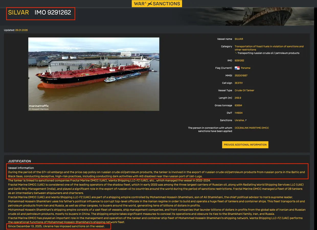 Ukraine-Sanctioned Tanker Docked at Kulevi Port