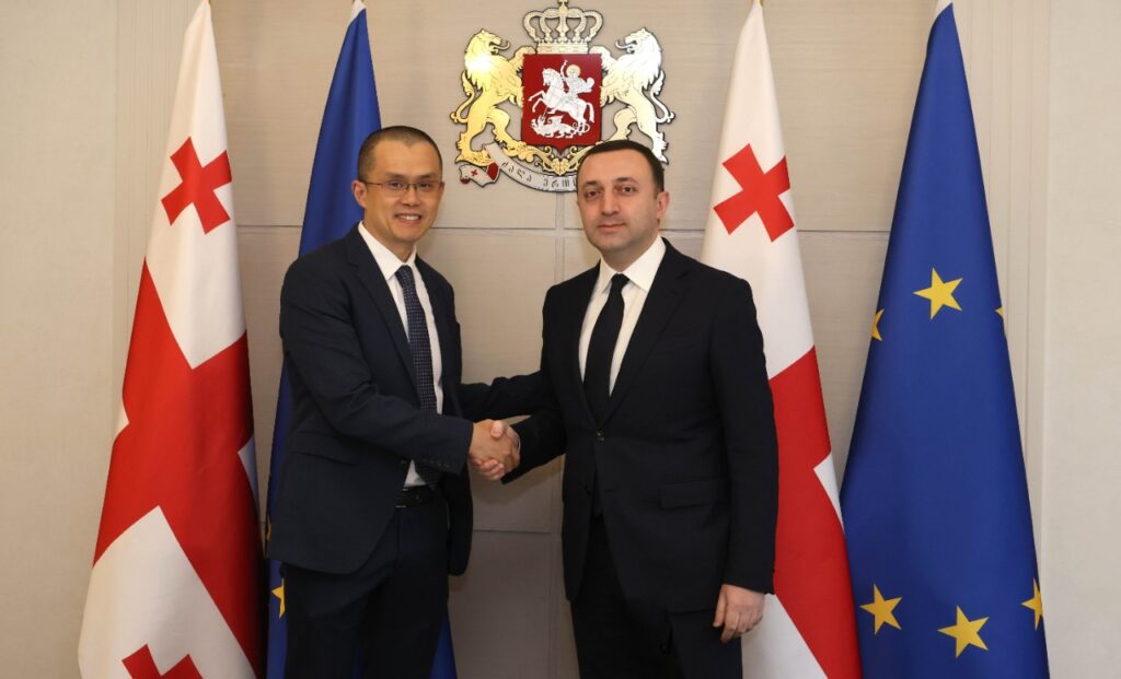 ირაკლი ღარიბაშვილი კრიპტოვალუტის ბირჟის, Binance-ის დამფუძნებელსა და მთავარ აღმასრულებელ დირექტორს შეხვდა