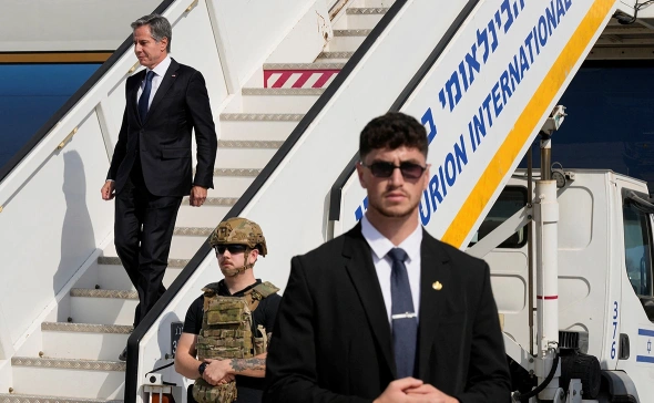 Blinken arrives in Tel Aviv for meetings with Israeli, Palestinian officials