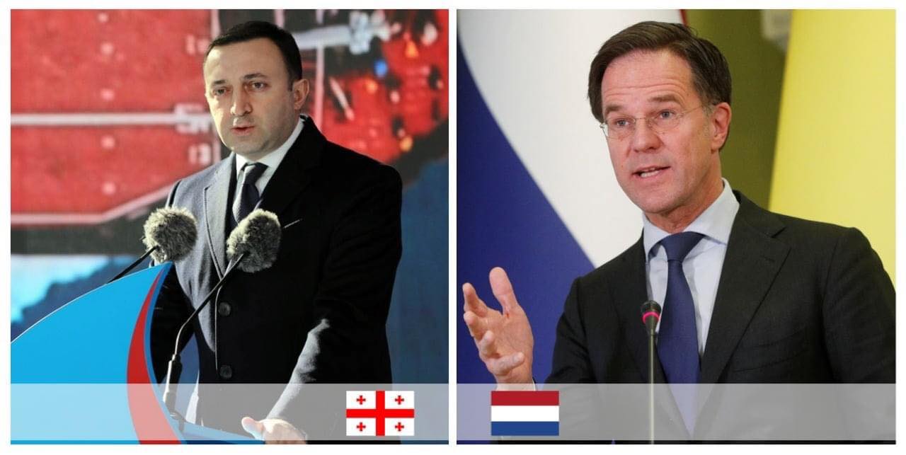 Irakli Garibashvili talks on a phone call with Mark Rutte