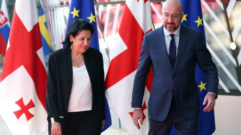 Президент Грузии проводит встречу с главой Европейского совета