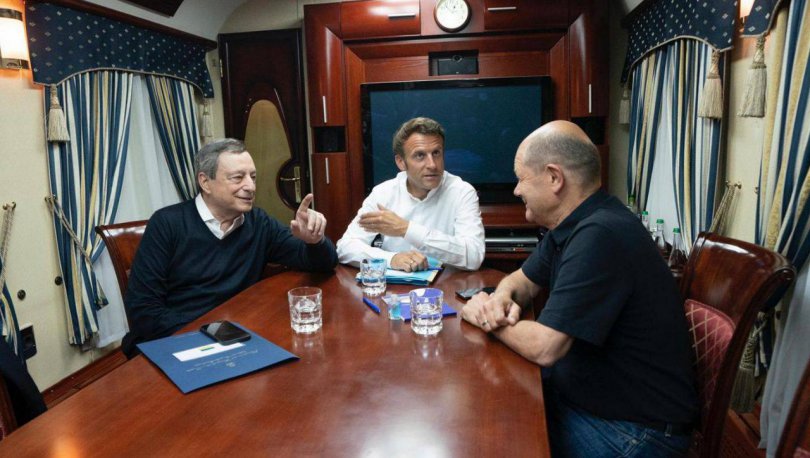 ოლაფ შოლცი, ემანუელ მაკრონი და მარიო დრაგი უკრაინაში ჩავიდნენ